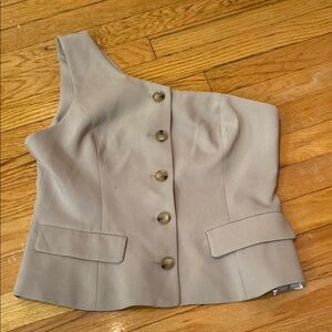 One-Shoulder Beige Buttoned Top